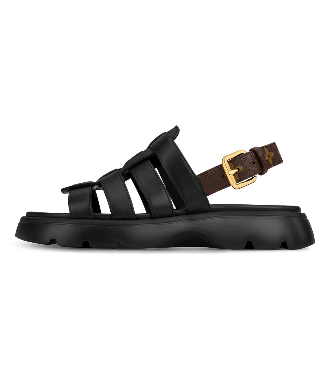 LOUIS VUITTON Черные кожаные сандалии, фото 2