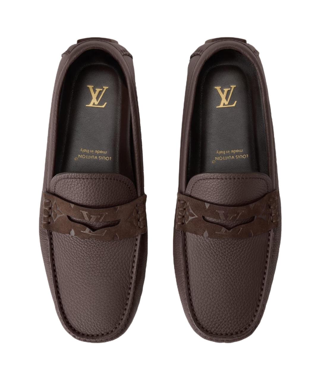 LOUIS VUITTON Коричневые кожаные мокасины, фото 4