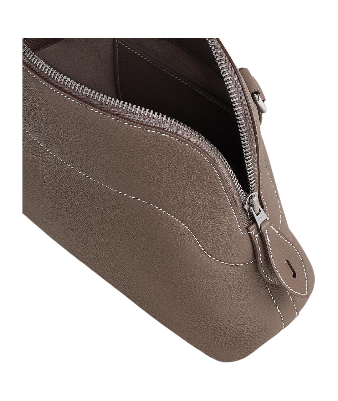 HERMES Серая кожаная сумка через плечо, фото 5