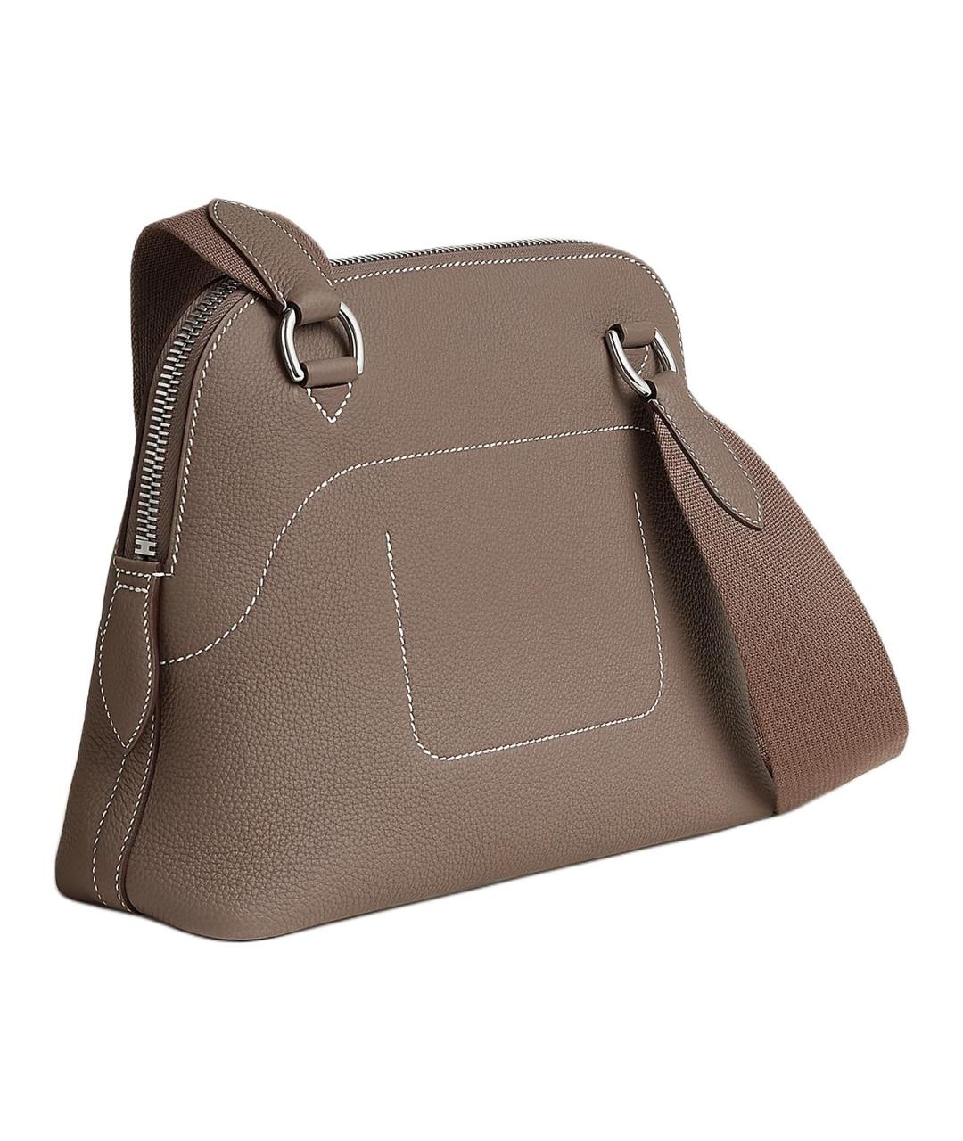 HERMES Серая кожаная сумка через плечо, фото 3