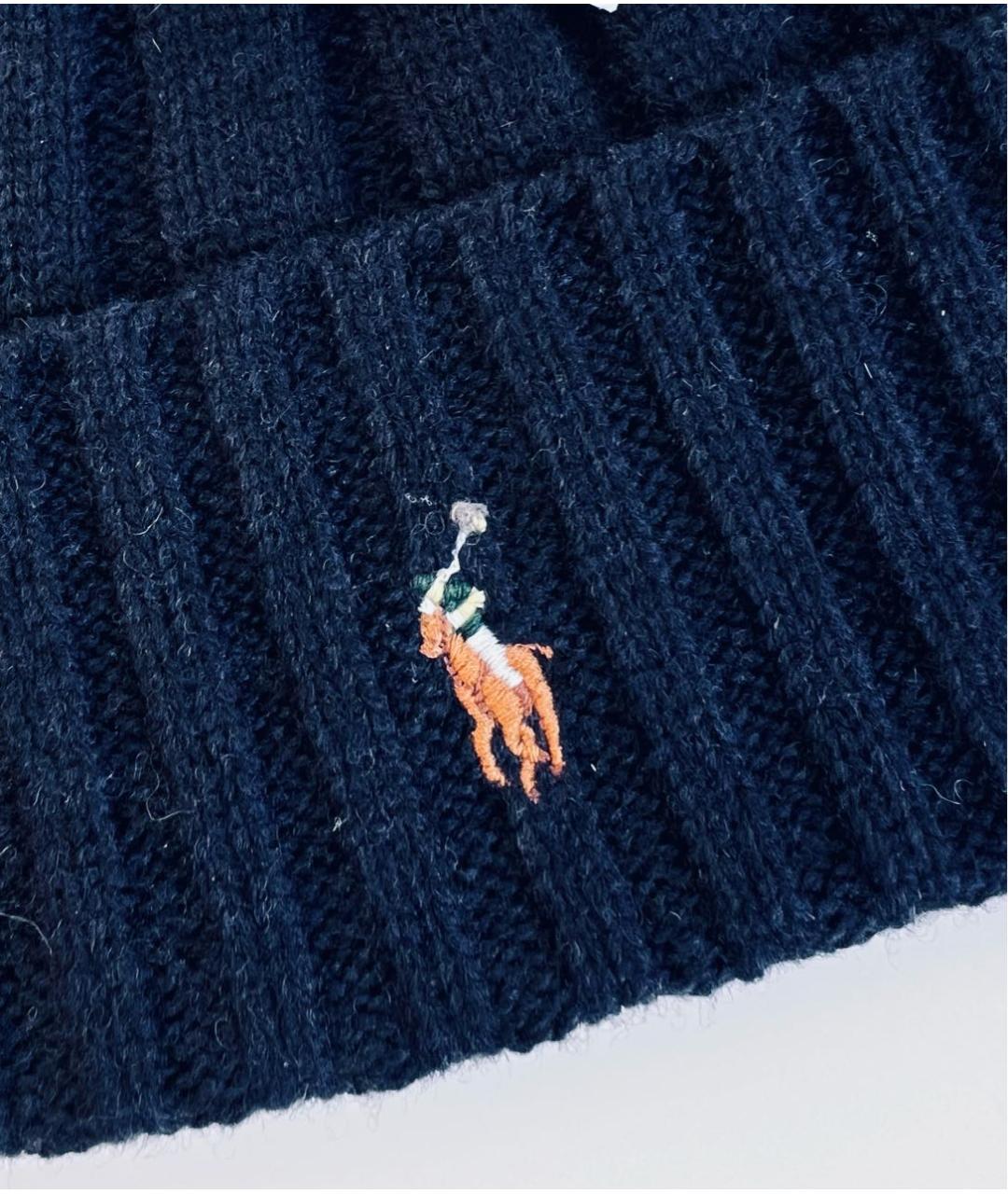 POLO RALPH LAUREN Темно-синяя шерстяная шапка, фото 4