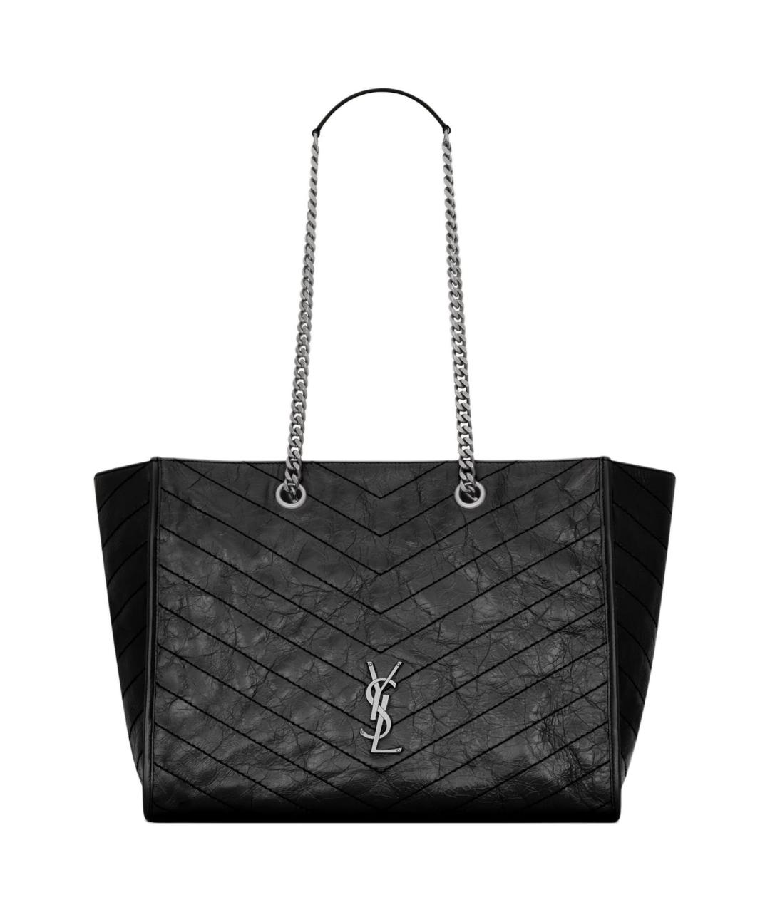 SAINT LAURENT Черная кожаная сумка через плечо, фото 1