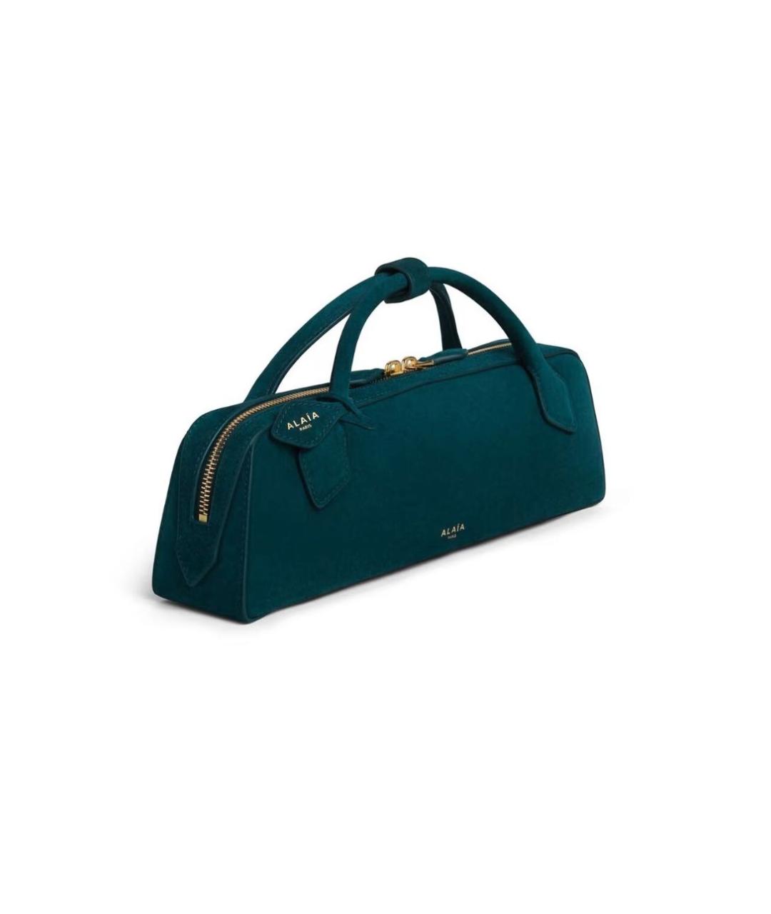 ALAIA Бирюзовая замшевая сумка с короткими ручками, фото 2