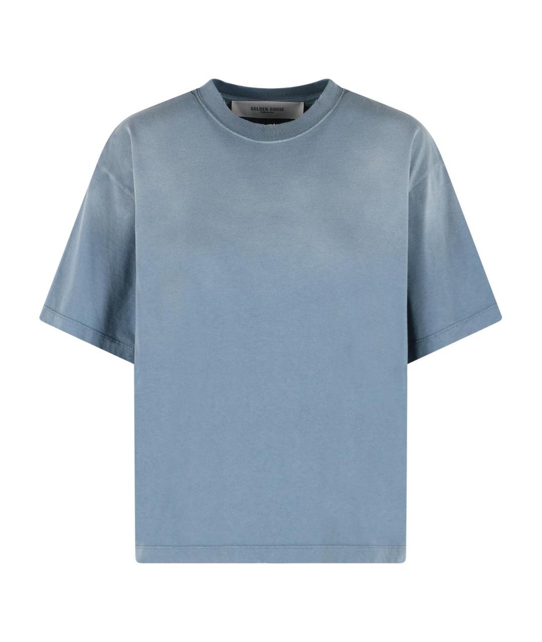 GOLDEN GOOSE DELUXE BRAND Голубая хлопковая футболка, фото 1