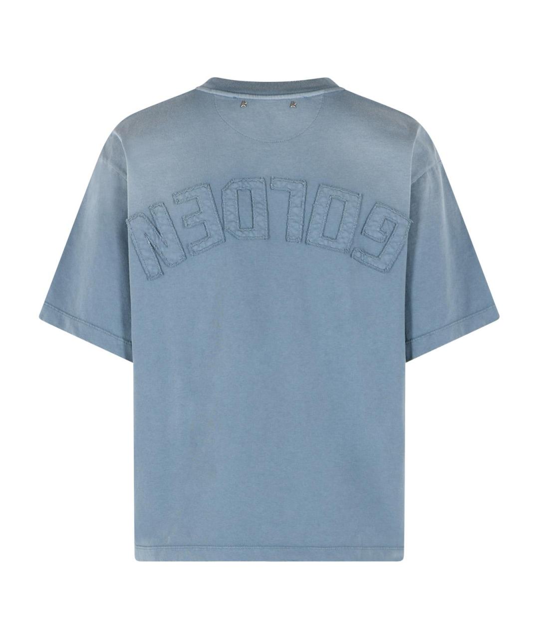 GOLDEN GOOSE DELUXE BRAND Голубая хлопковая футболка, фото 3