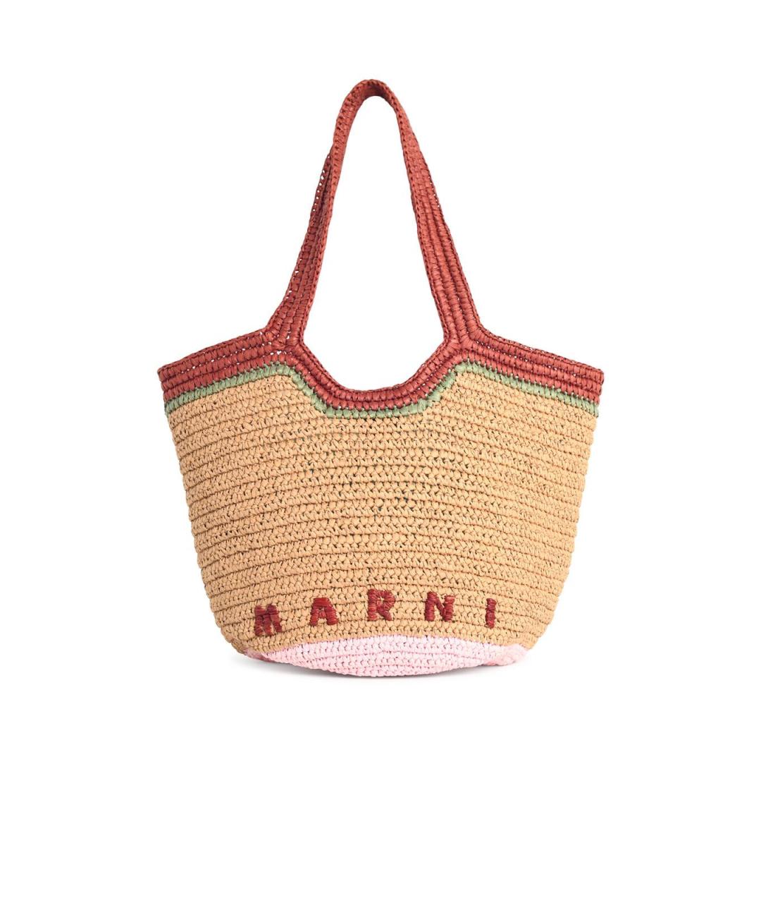 MARNI Бежевая пелетеная пляжная сумка, фото 1