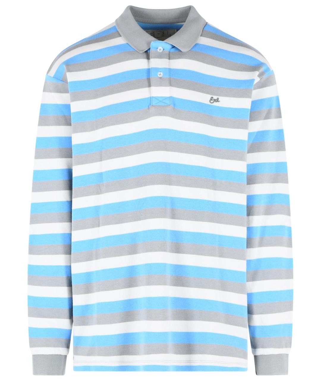 ERL Голубое хлопковое поло с длинным рукавом, фото 1