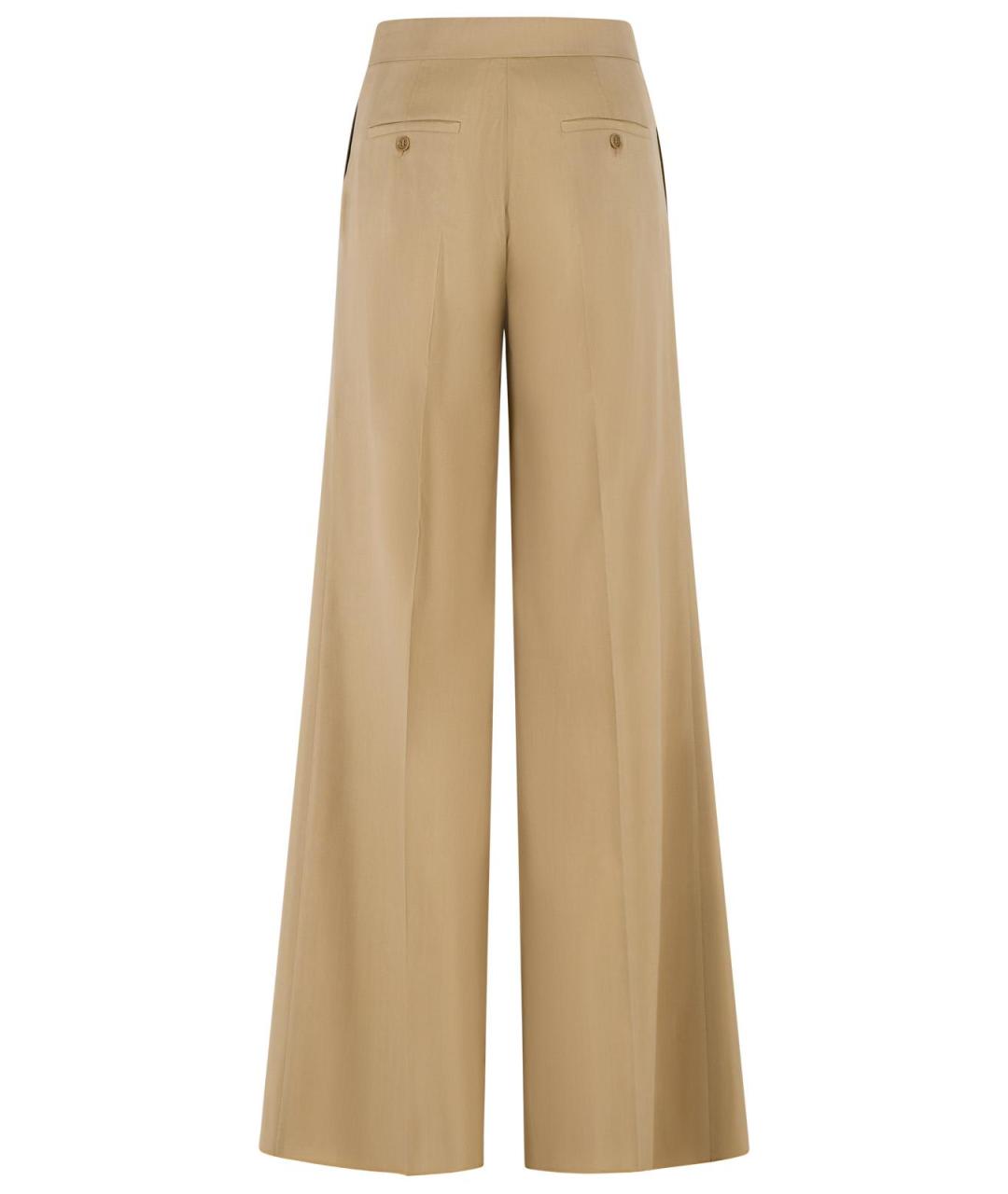 MAX MARA Бежевые шерстяные прямые брюки, фото 3