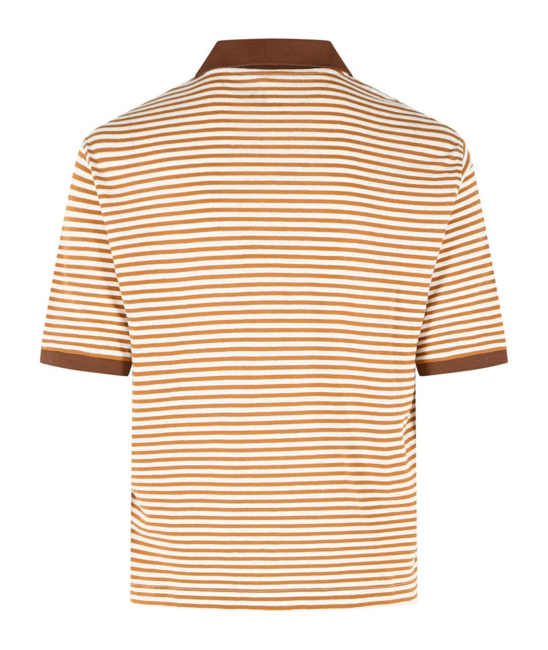 MARNI Бежевое хлопко-леновое поло с коротким рукавом, фото 3