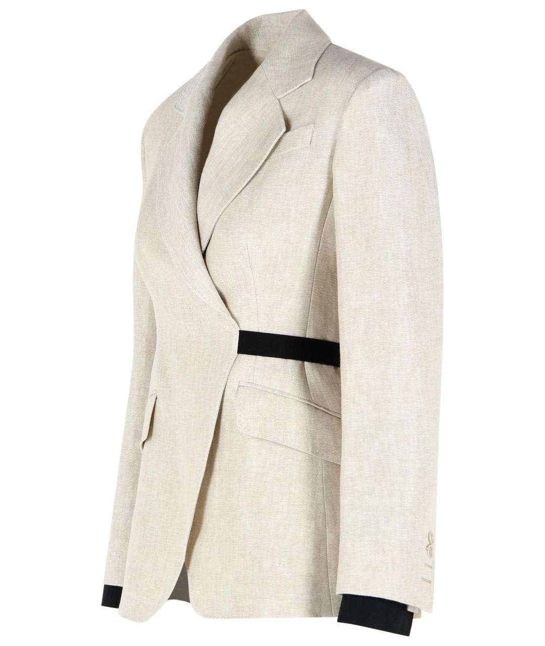 MAX MARA Бежевый льняной жакет/пиджак, фото 2