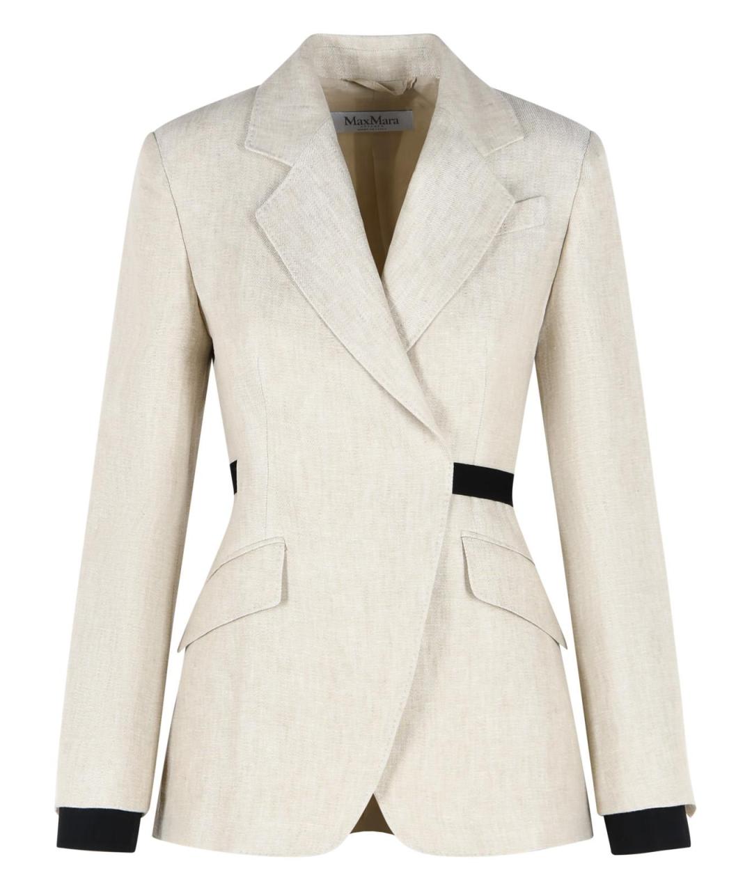 MAX MARA Бежевый льняной жакет/пиджак, фото 1