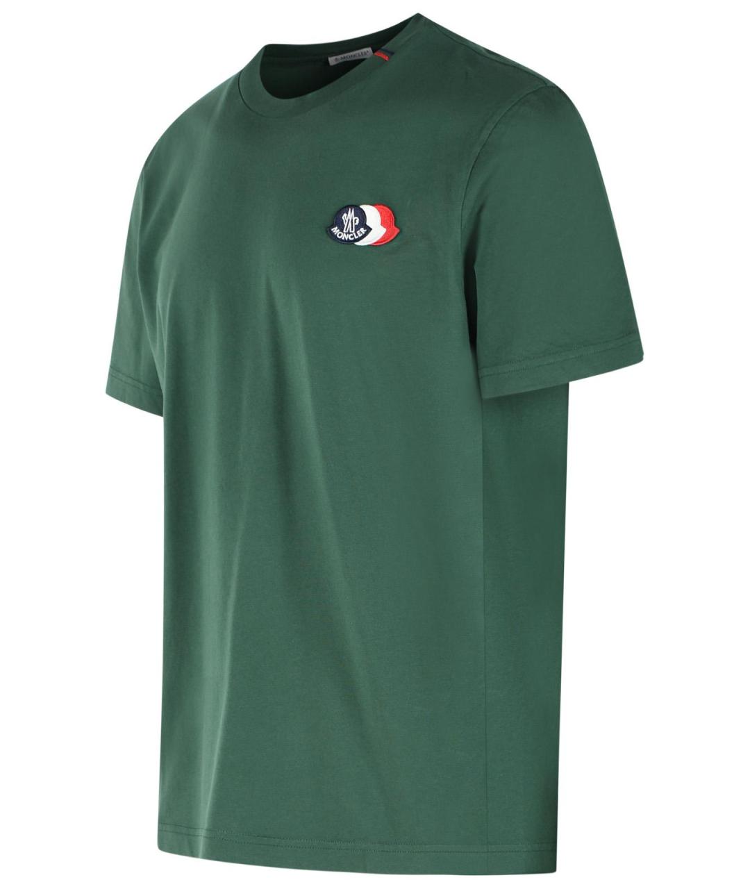 MONCLER Зеленая хлопковая футболка, фото 2