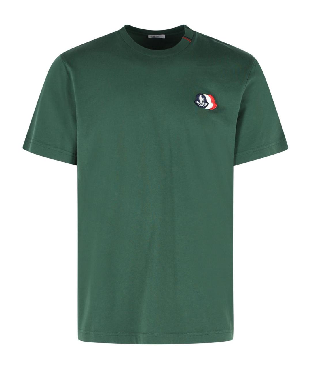 MONCLER Зеленая хлопковая футболка, фото 1