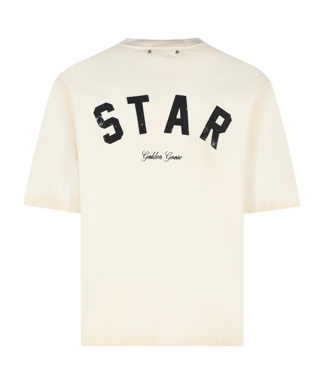 GOLDEN GOOSE DELUXE BRAND Бежевая хлопковая футболка, фото 3