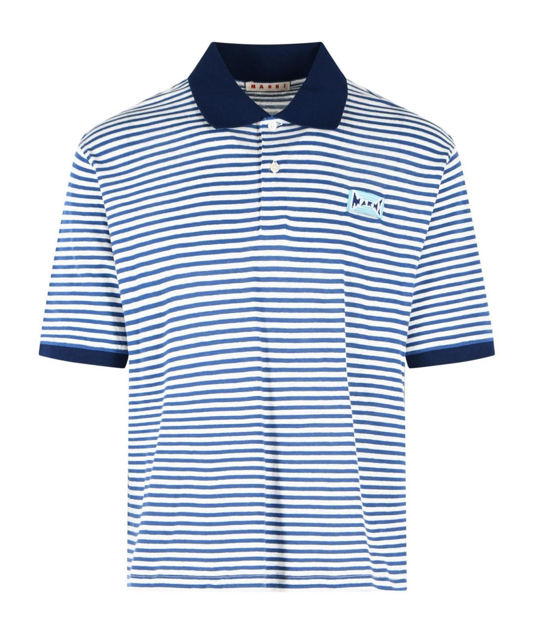 MARNI Голубое поло с коротким рукавом, фото 1