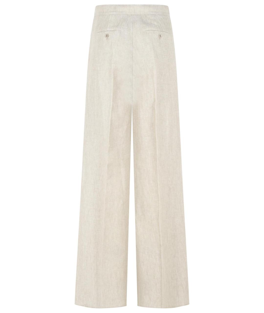 MAX MARA Белые льняные прямые брюки, фото 3
