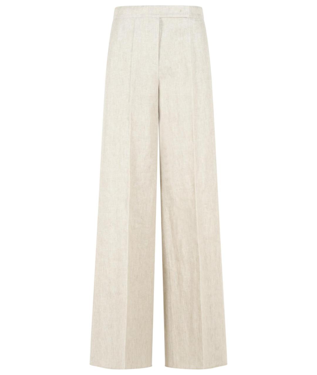 MAX MARA Белые льняные прямые брюки, фото 1