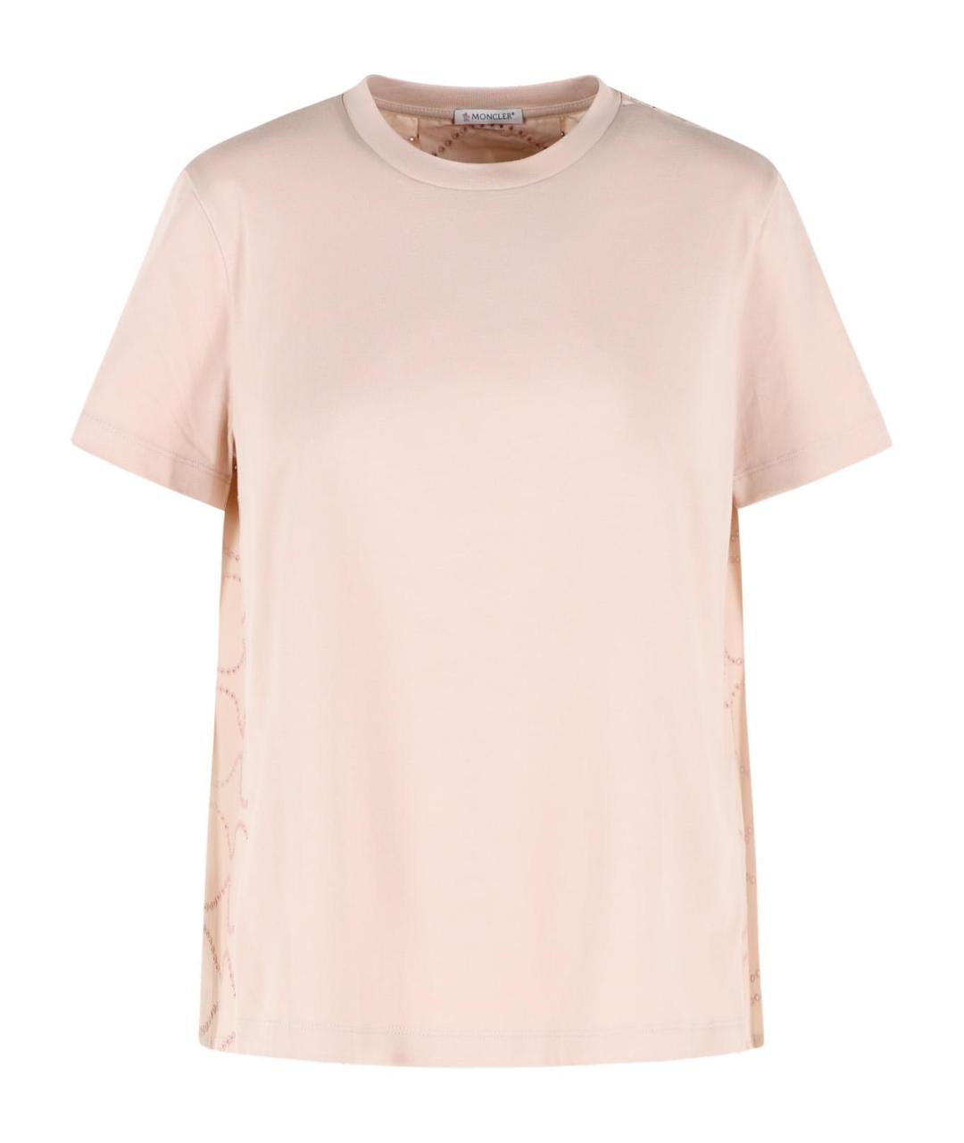 MONCLER Розовая хлопковая футболка, фото 1