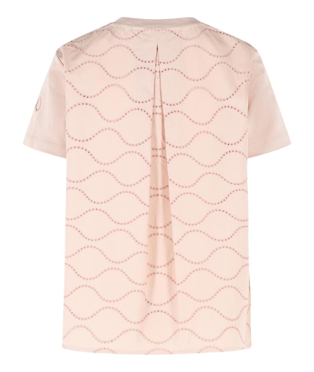 MONCLER Розовая хлопковая футболка, фото 3