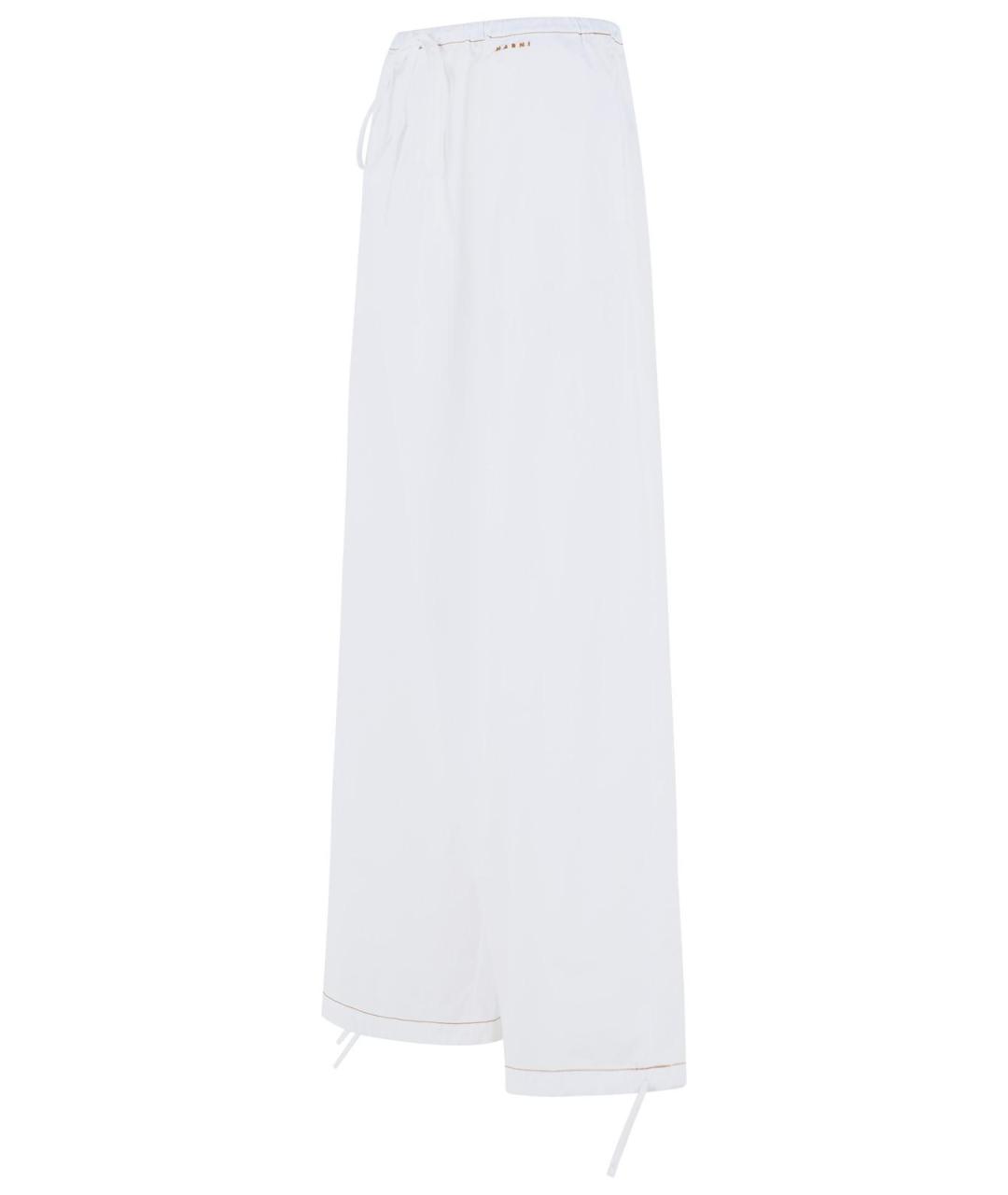 MARNI Белые хлопковые прямые брюки, фото 2