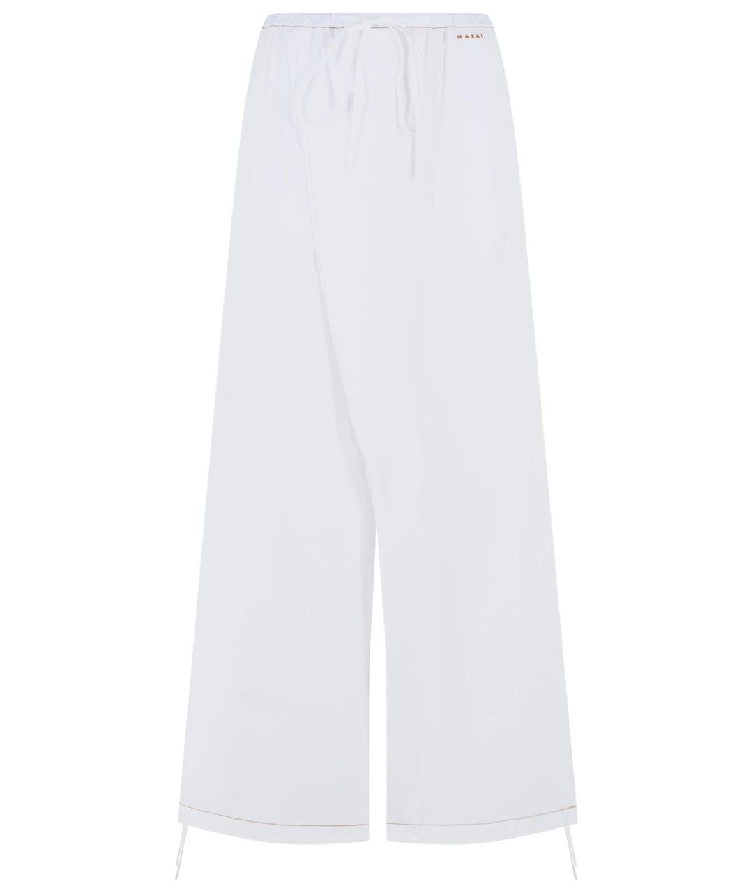 MARNI Белые хлопковые прямые брюки, фото 1