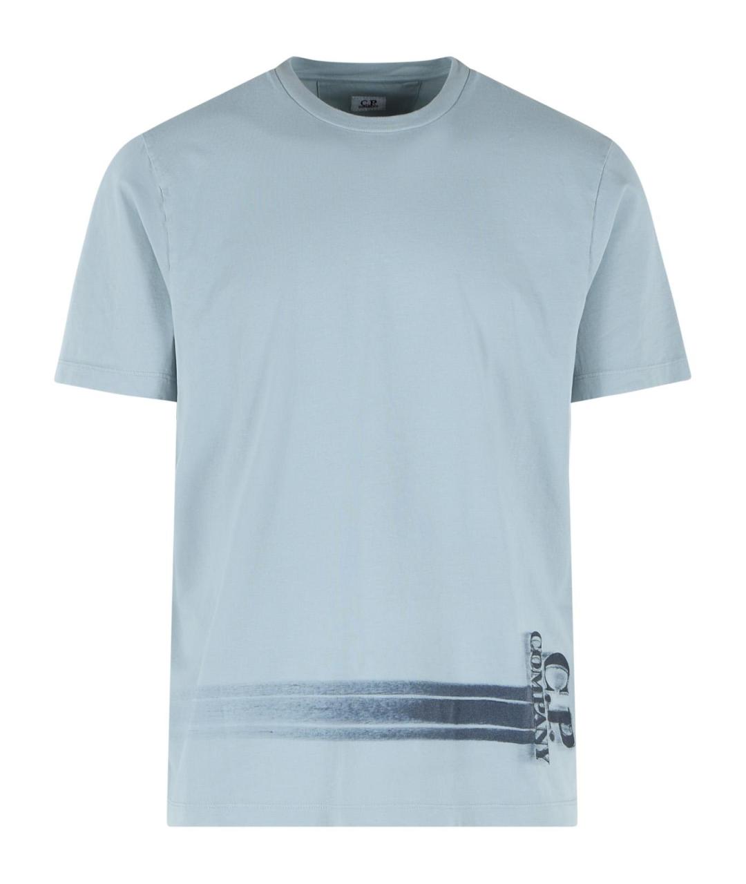 CP COMPANY Голубая хлопковая футболка, фото 1