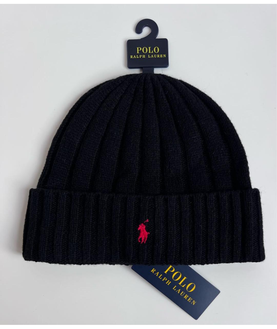 POLO RALPH LAUREN Черная шерстяная шапка, фото 2