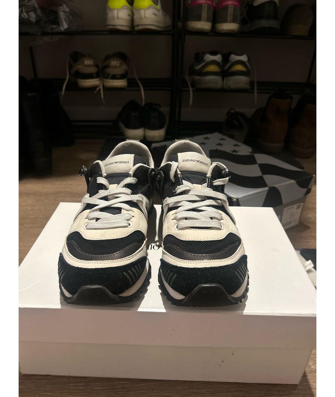 EMPORIO ARMANI Мульти текстильные низкие кроссовки / кеды, фото 2