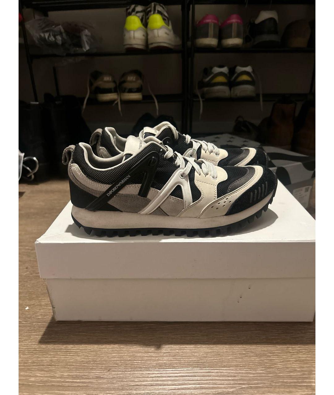 EMPORIO ARMANI Мульти текстильные низкие кроссовки / кеды, фото 9