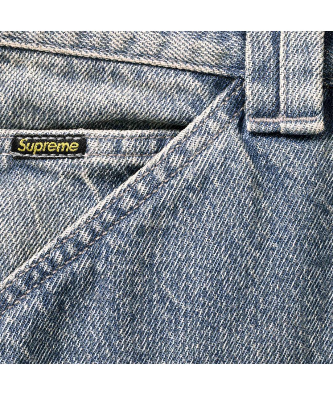 SUPREME Синие прямые брюки, фото 4