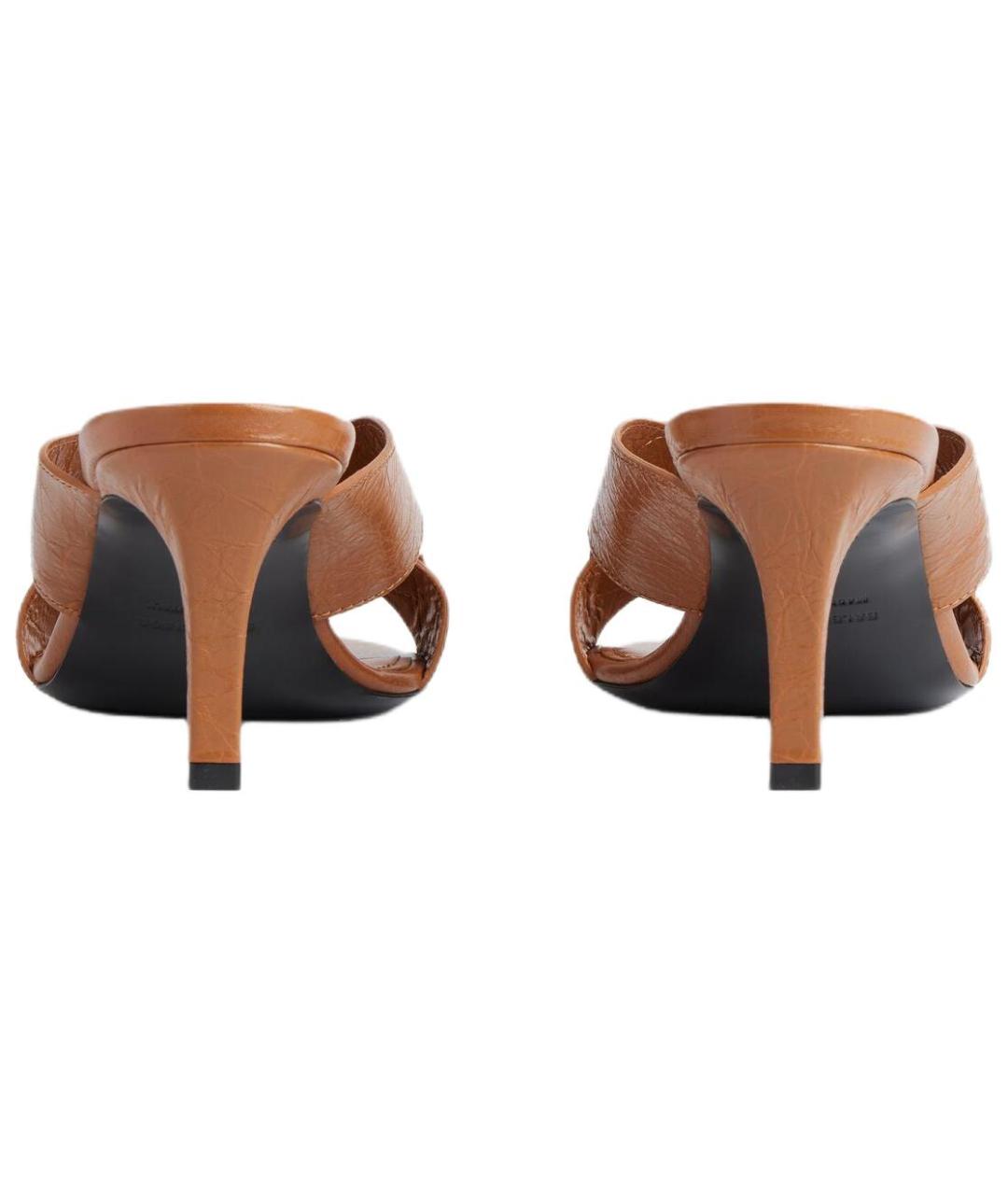 BALENCIAGA Бежевые кожаные босоножки, фото 4