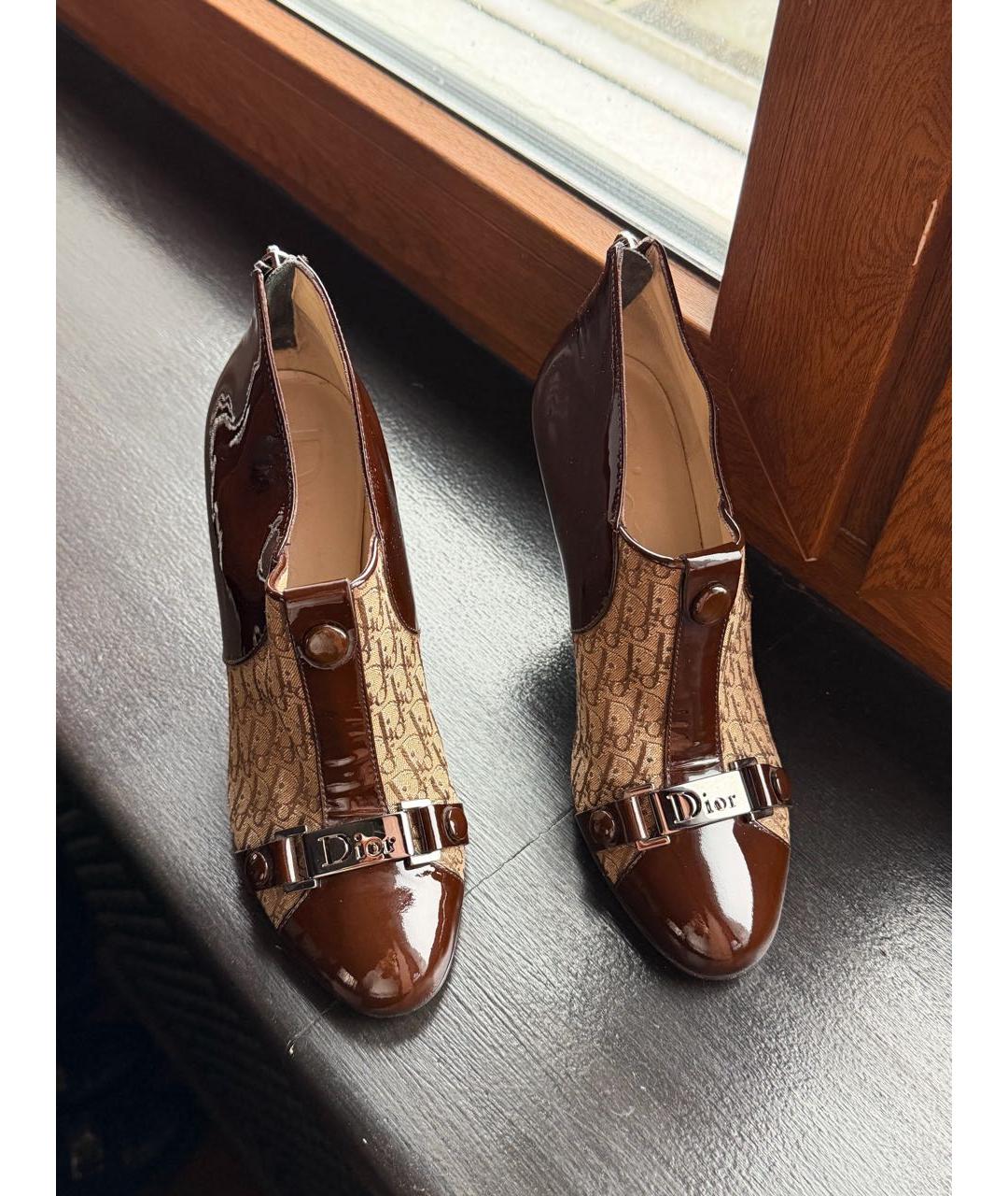 CHRISTIAN DIOR Коричневые текстильные туфли, фото 4