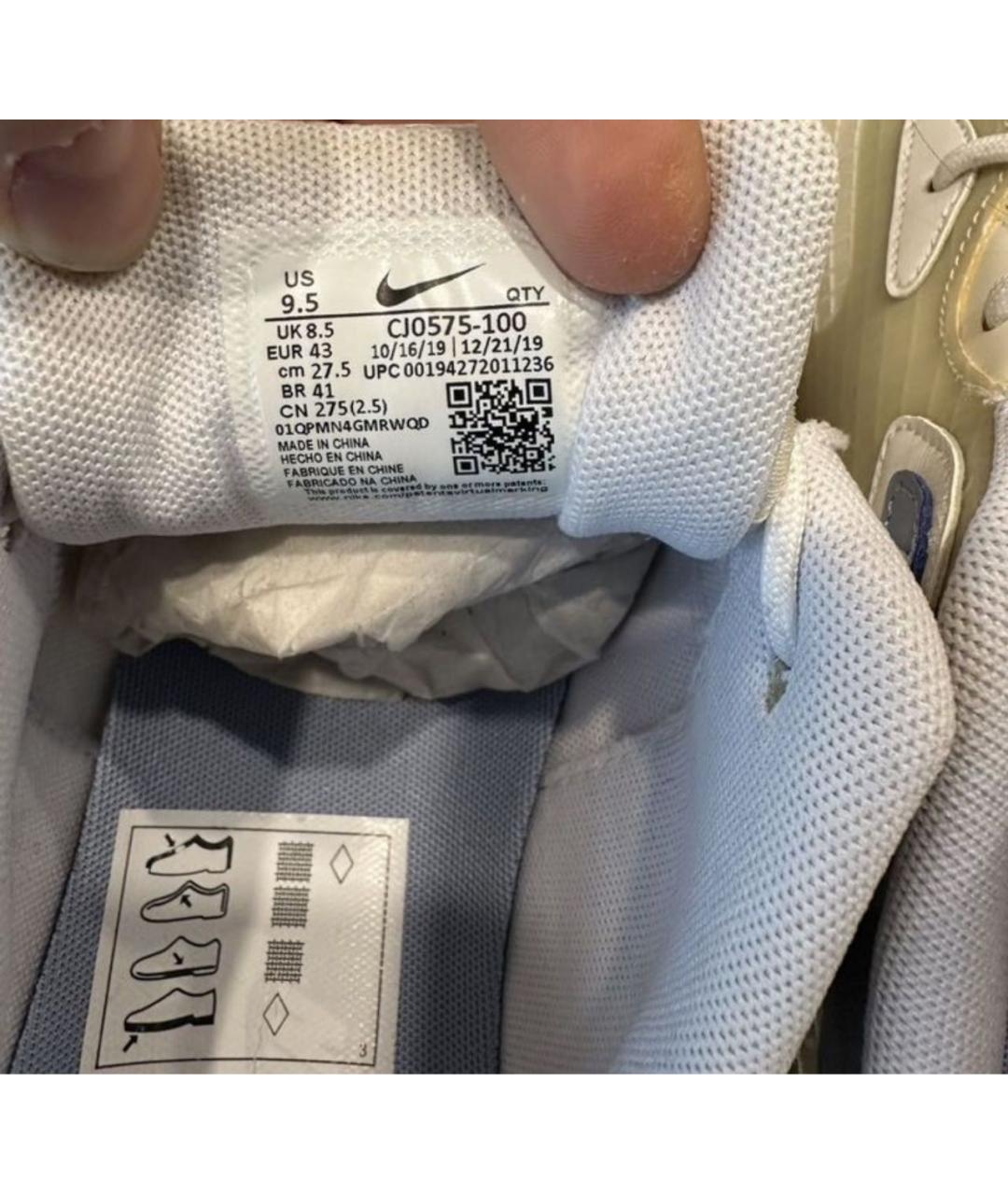 NIKE Белые текстильные низкие кроссовки / кеды, фото 4