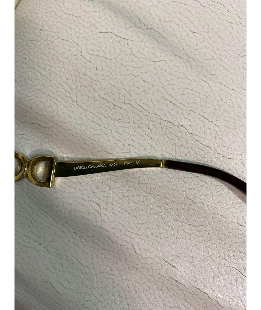 DOLCE&GABBANA Золотые металлические солнцезащитные очки, фото 4