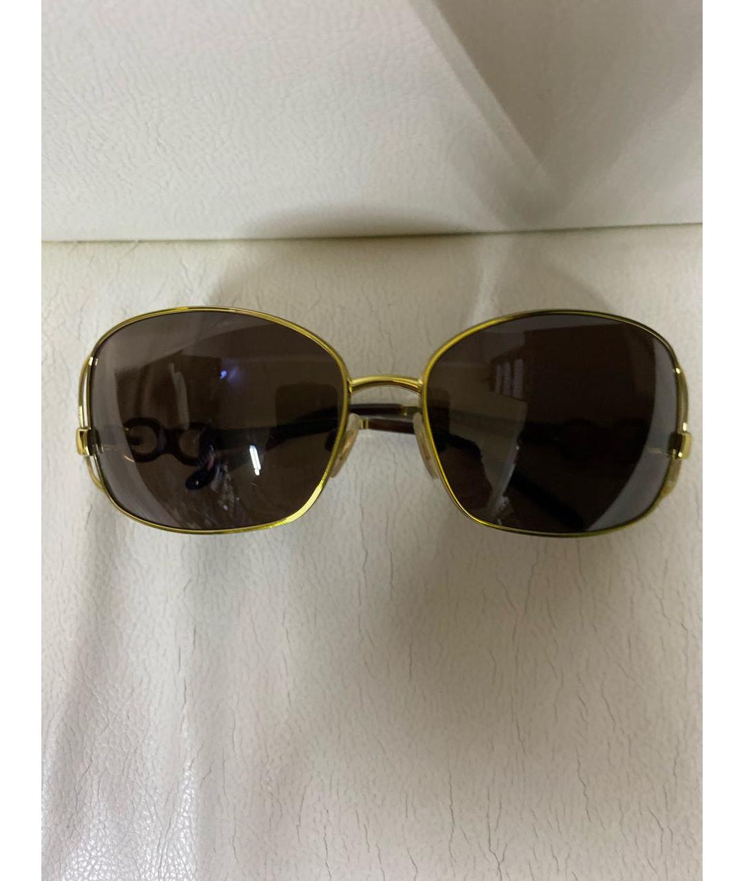 DOLCE&GABBANA Золотые металлические солнцезащитные очки, фото 6
