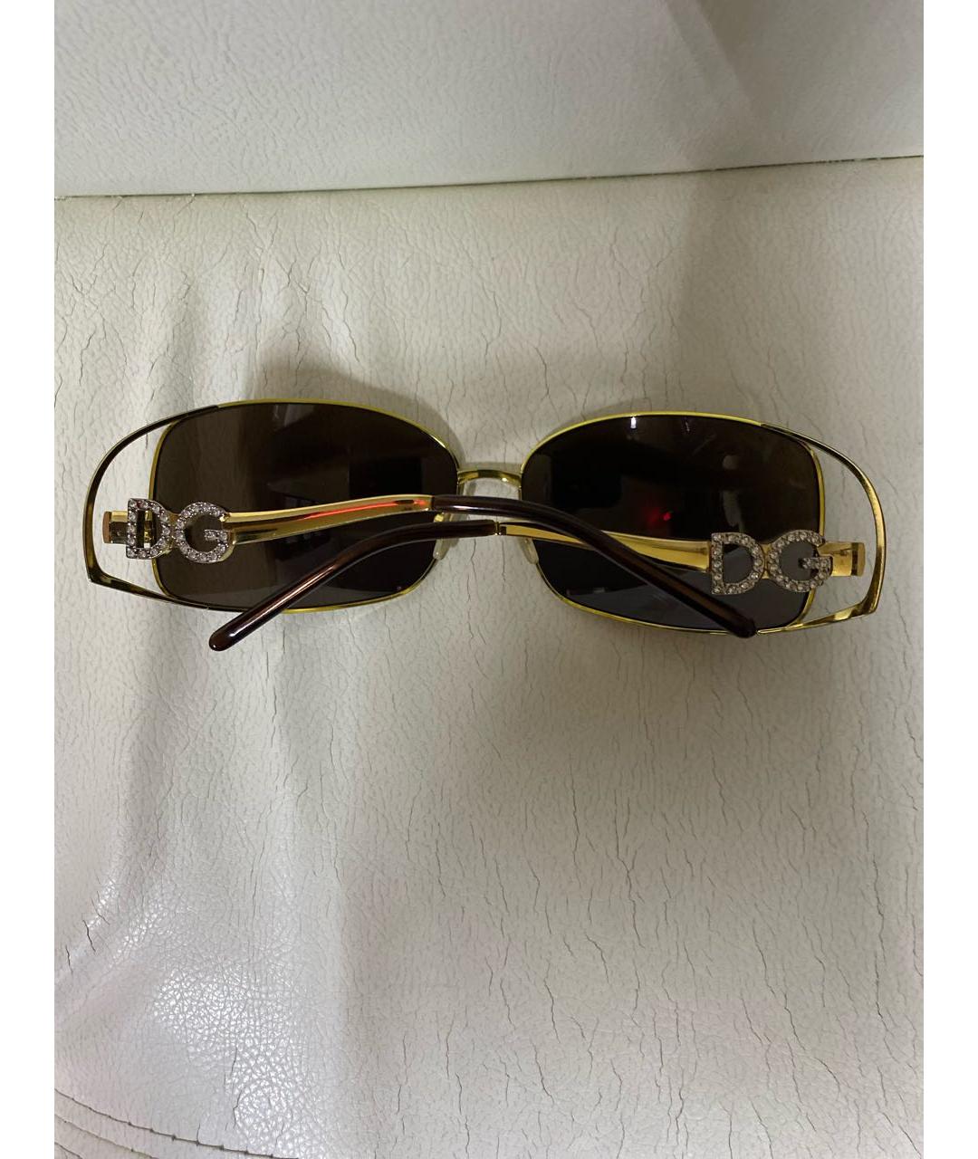 DOLCE&GABBANA Золотые металлические солнцезащитные очки, фото 2