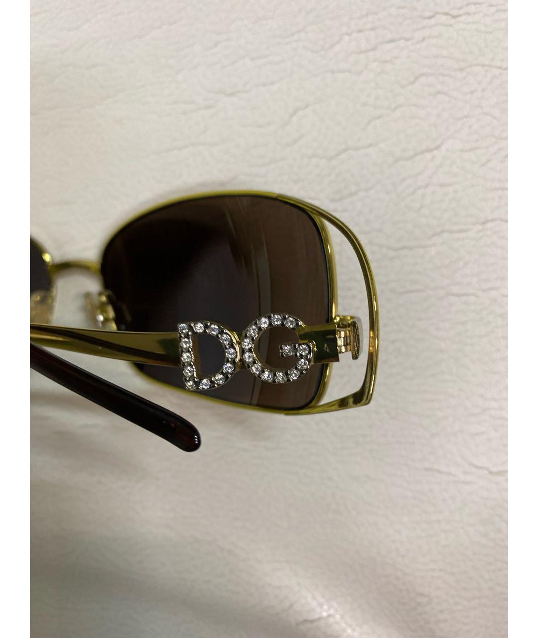 DOLCE&GABBANA Золотые металлические солнцезащитные очки, фото 3