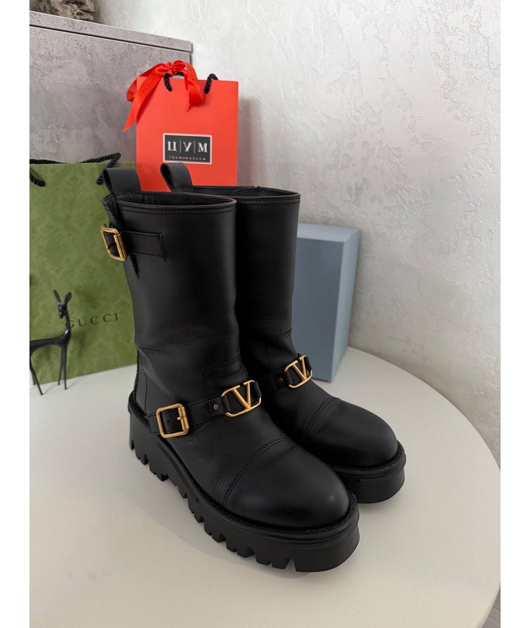 VALENTINO Черные кожаные ботинки, фото 3