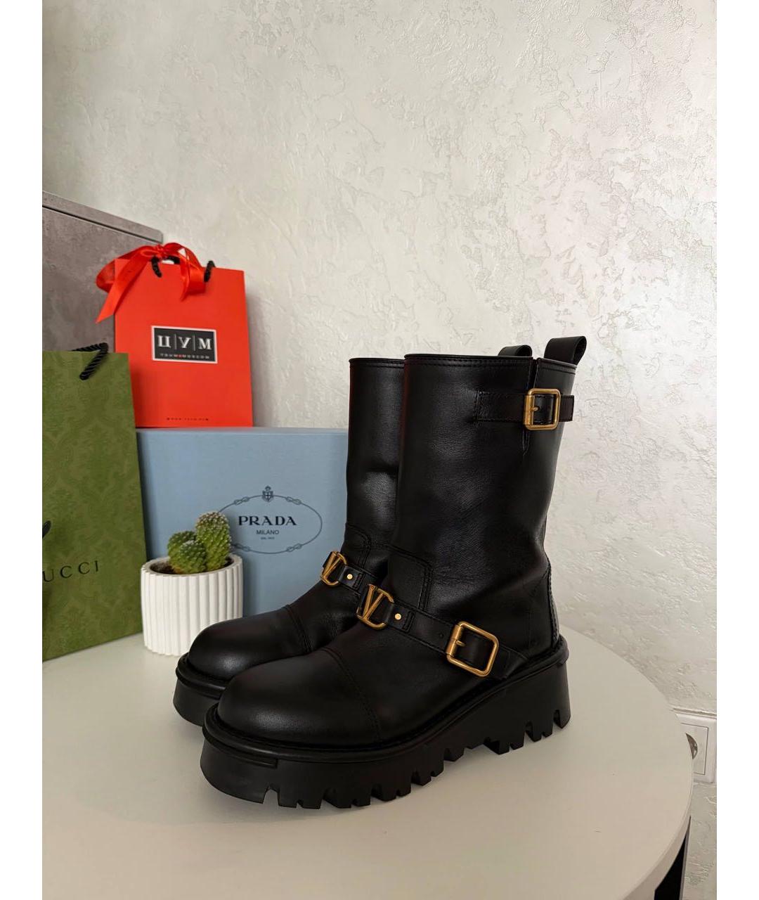 VALENTINO Черные кожаные ботинки, фото 7