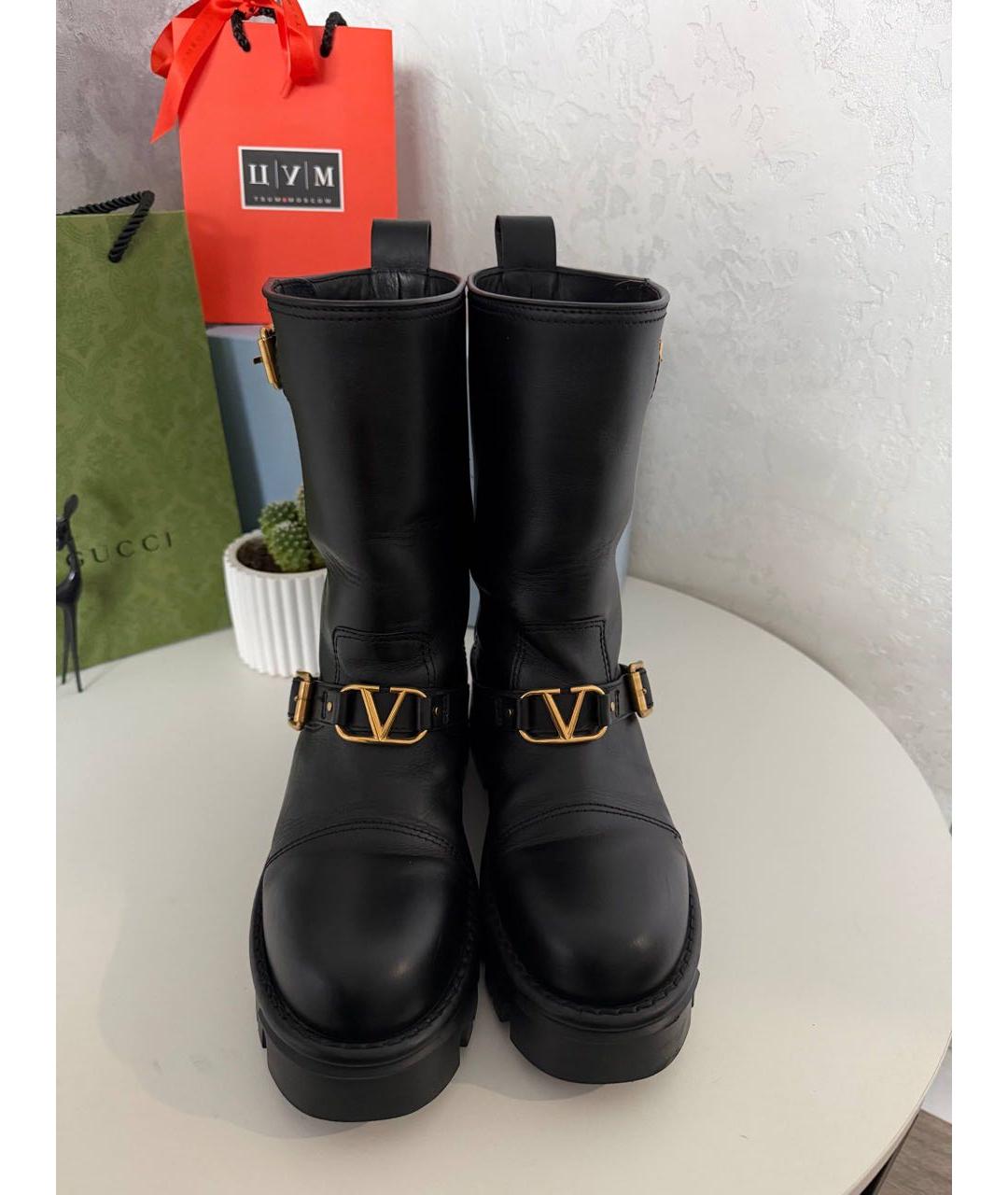 VALENTINO Черные кожаные ботинки, фото 2