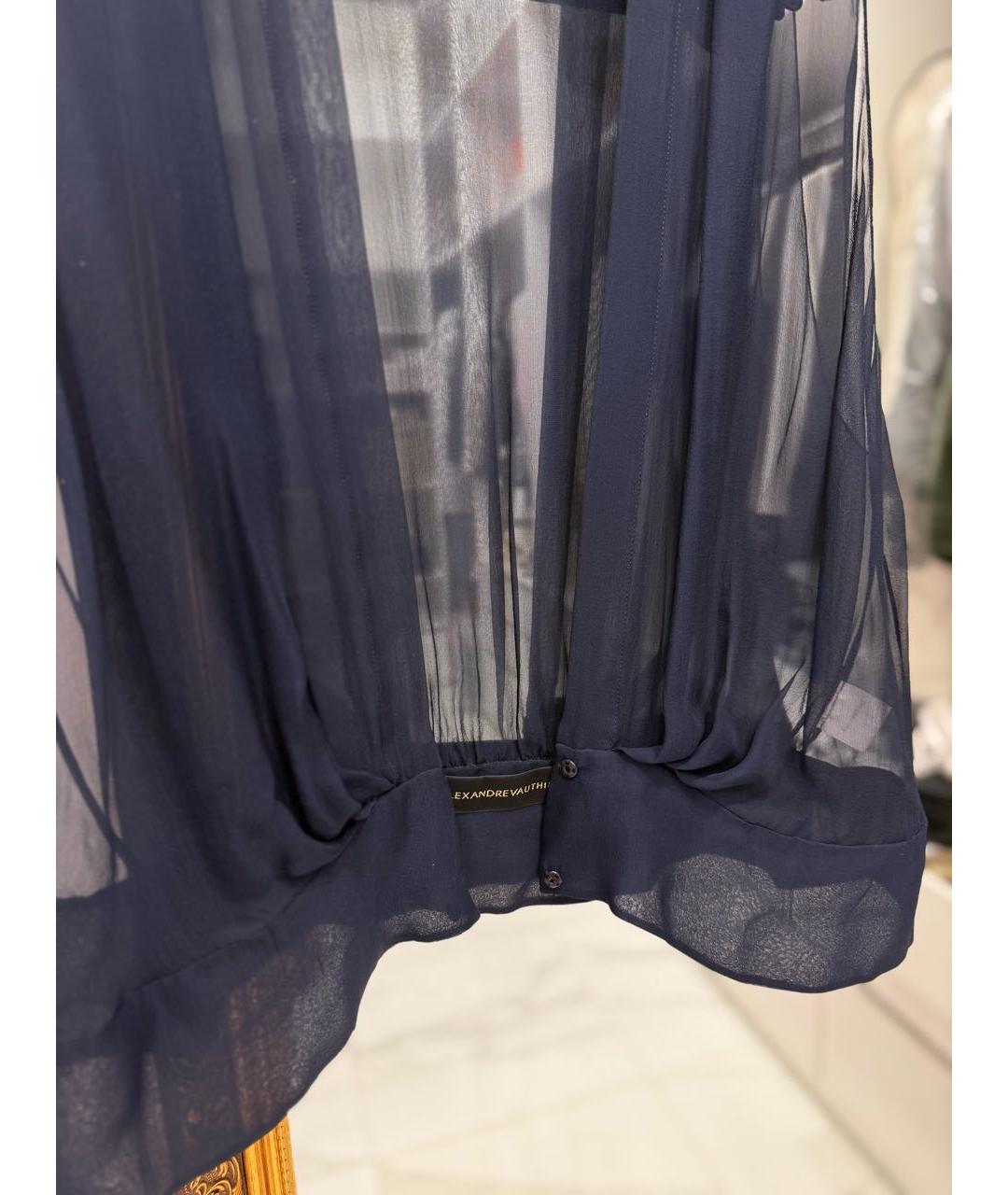 ALEXANDRE VAUTHIER Темно-синяя шелковая блузы, фото 4