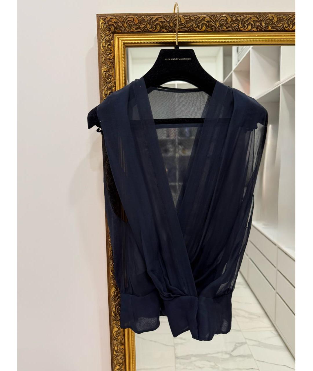 ALEXANDRE VAUTHIER Темно-синяя шелковая блузы, фото 8