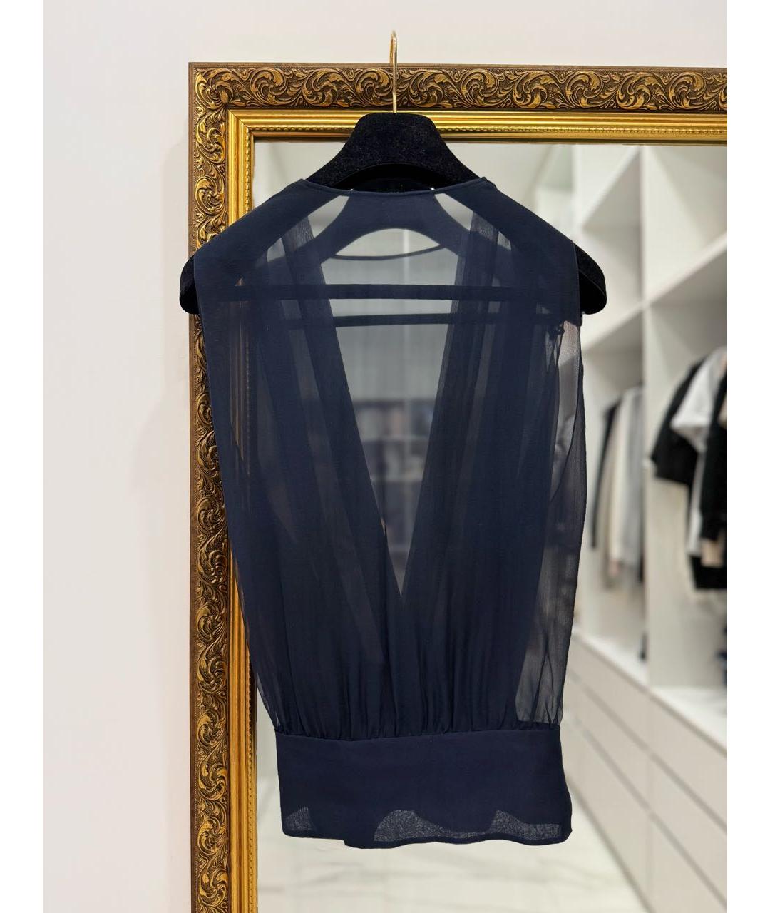 ALEXANDRE VAUTHIER Темно-синяя шелковая блузы, фото 5
