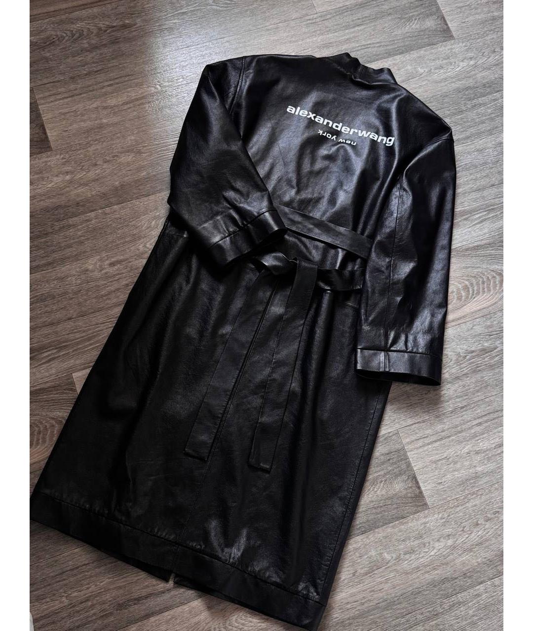 ALEXANDER WANG Черный кожаный тренч/плащ, фото 5