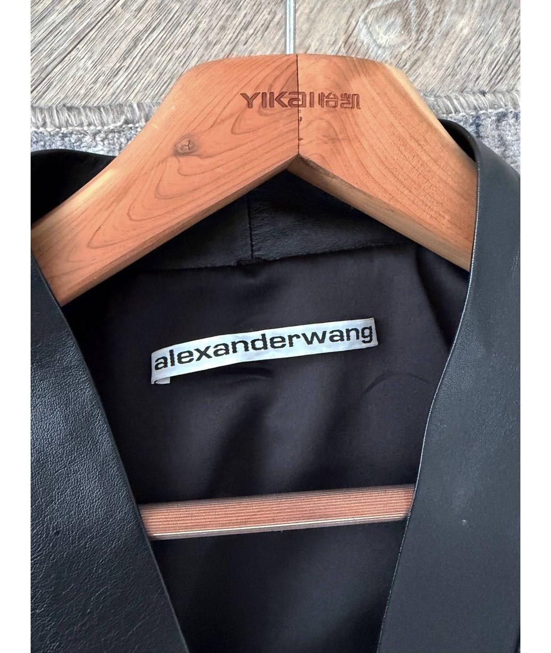 ALEXANDER WANG Черный кожаный тренч/плащ, фото 3