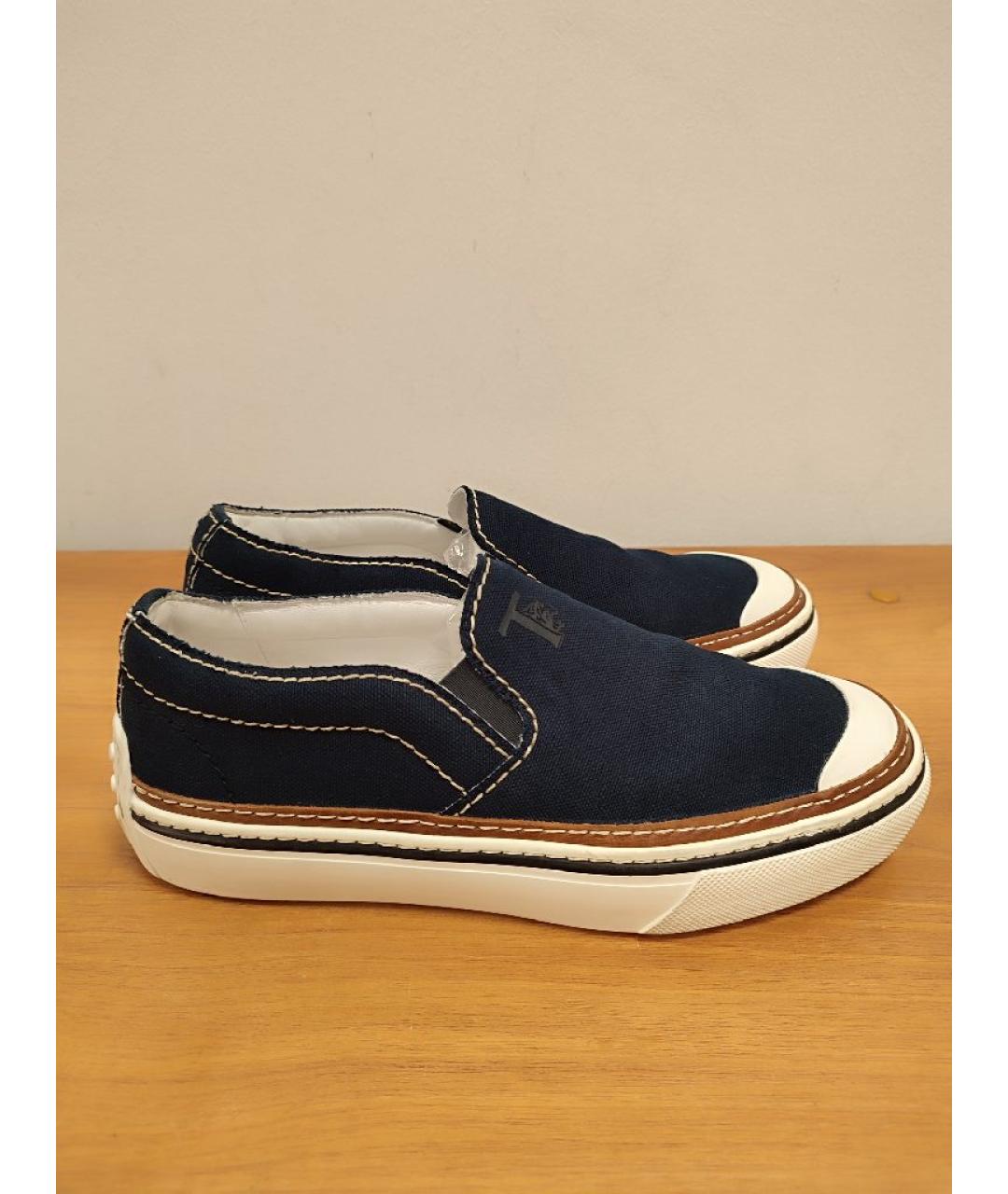 TOD'S Темно-синие текстильные слипоны, фото 9