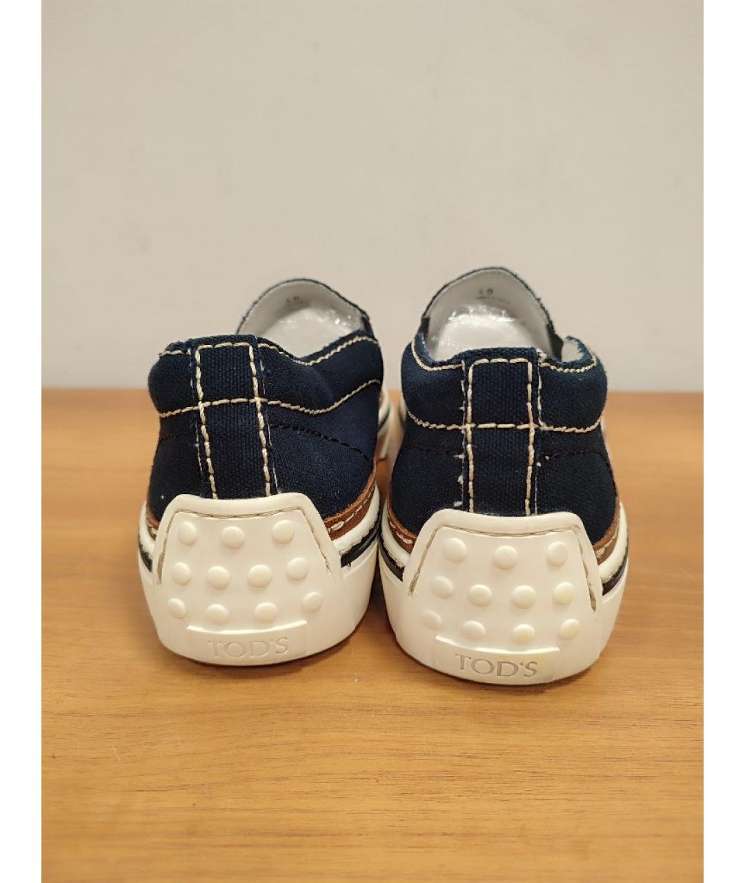 TOD'S Темно-синие текстильные слипоны, фото 4