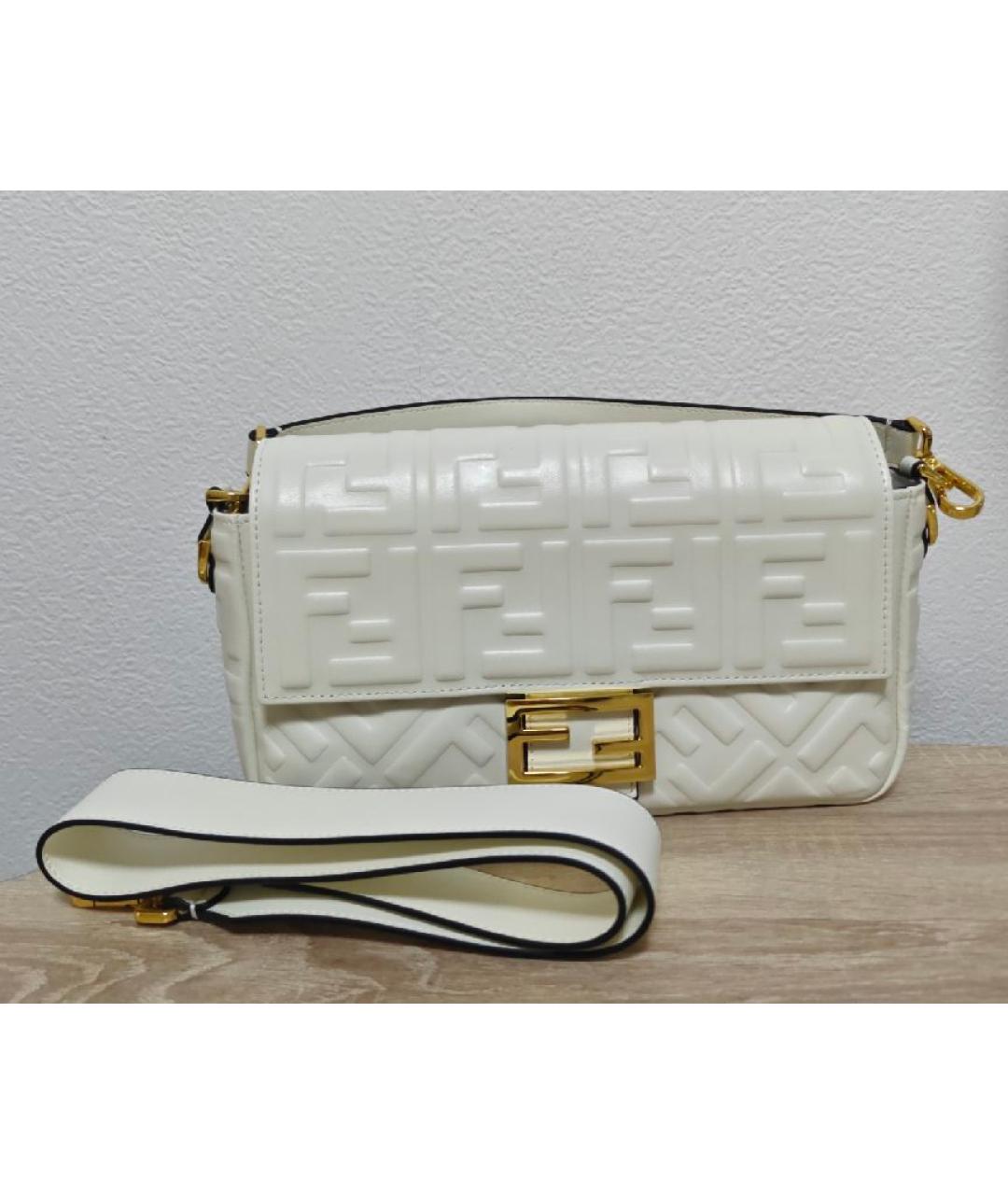 FENDI Белая кожаная сумка через плечо, фото 9