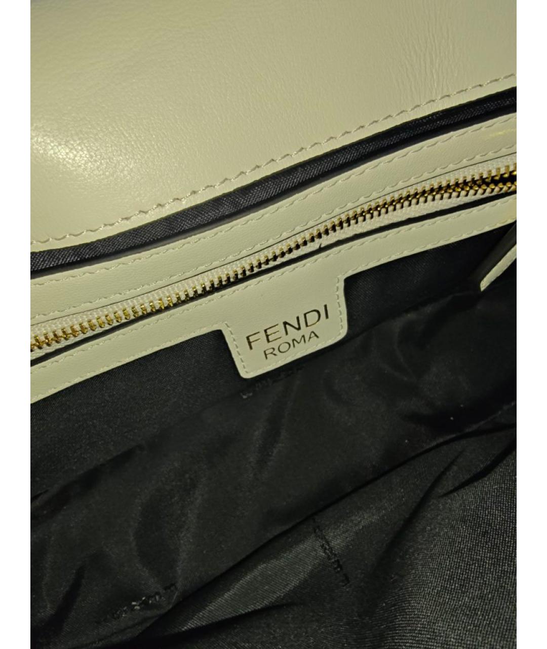 FENDI Белая кожаная сумка через плечо, фото 5