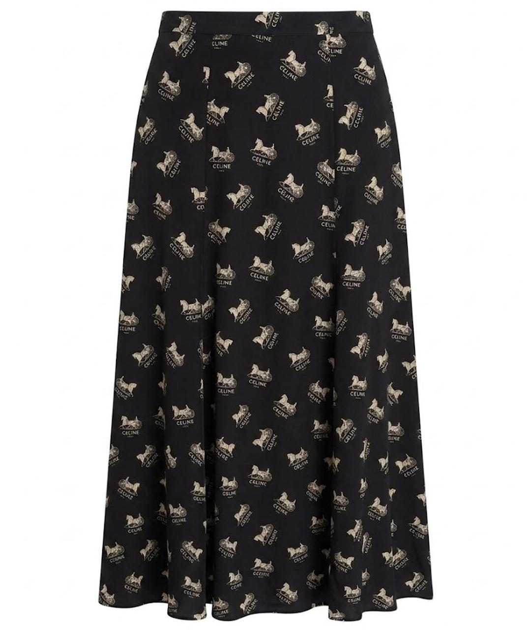 CELINE Черная шелковая юбка миди, фото 1
